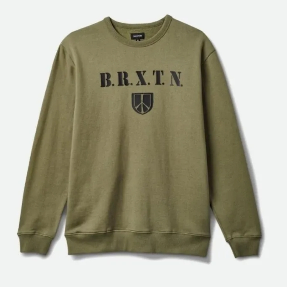 Brixton Peace Sheild Olive Surplus Crewneck Sweatshirt Unisex Adult Med NWT